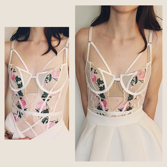 PRIMROSE: Moxy Intimates Floral Corset Bodysuit - Picture 3 of 5